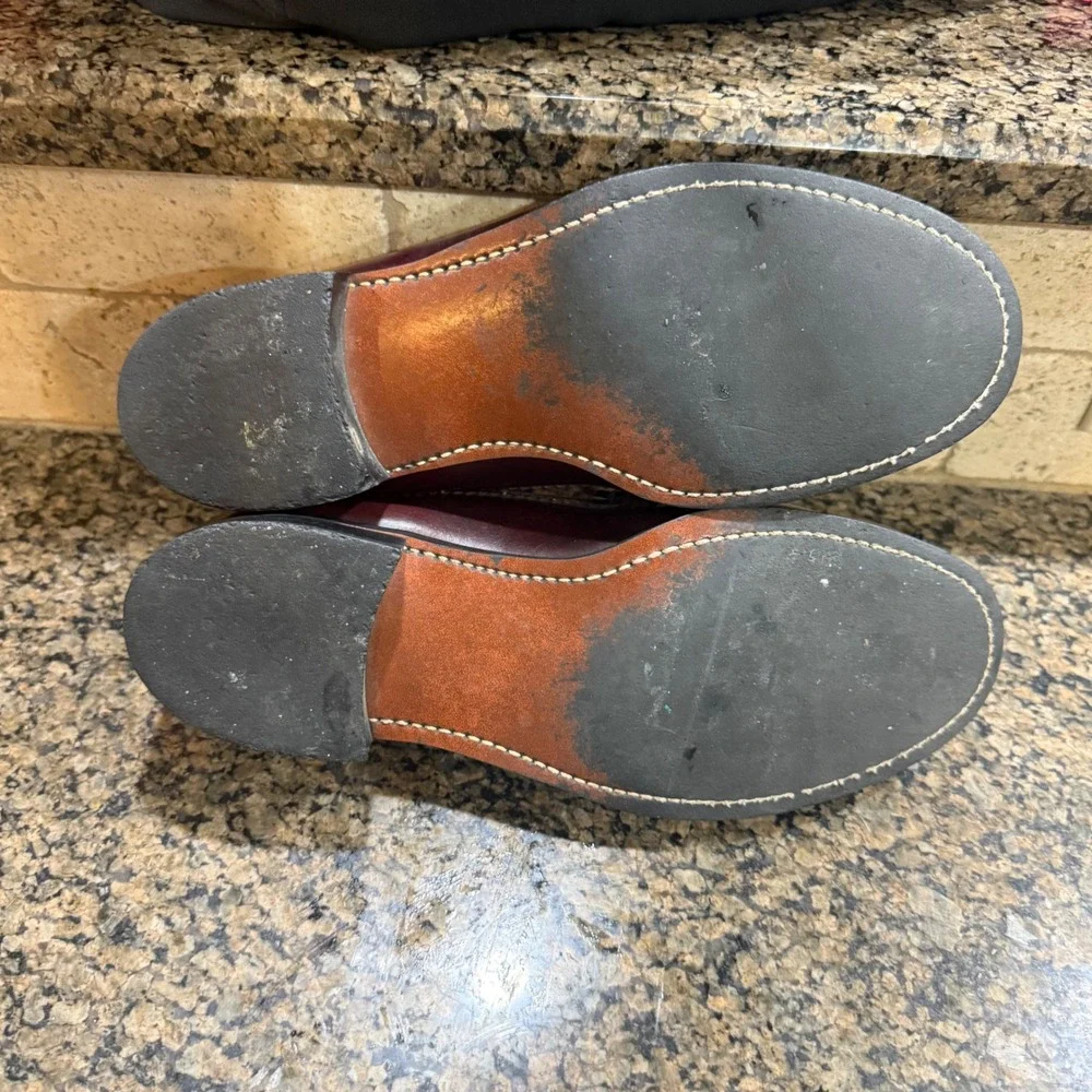 Vintage Bass Burgundy Leather Penny Loafers Beefroll Slip On Shoes Mens 8.5 D